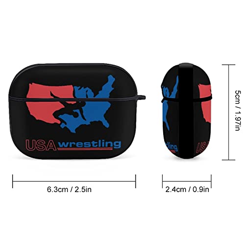 USA Wrestling AirPods Pro Case Headphone Cover Hard Shell with Keychain Shockproof