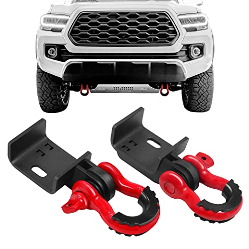 Front Demon Tow Hook Brackets with 3/4in Shackle D Rings Compatible with Fits for Toyota Tacoma 2009-2023