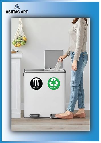 Ashtag Art Organize Trash and Recycling bin by Using Our Durable Trash Recycle Stickers .Each Measuring 5x5 inch Radius Designed to Simplify Your Garbage bin