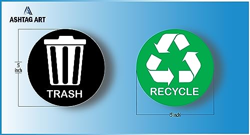 Ashtag Art Organize Trash and Recycling bin by Using Our Durable Trash Recycle Stickers .Each Measuring 5x5 inch Radius Designed to Simplify Your Garbage bin