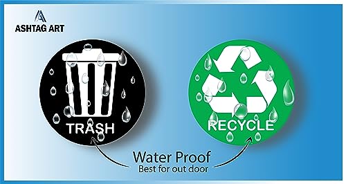 Ashtag Art Organize Trash and Recycling bin by Using Our Durable Trash Recycle Stickers .Each Measuring 5x5 inch Radius Designed to Simplify Your Garbage bin