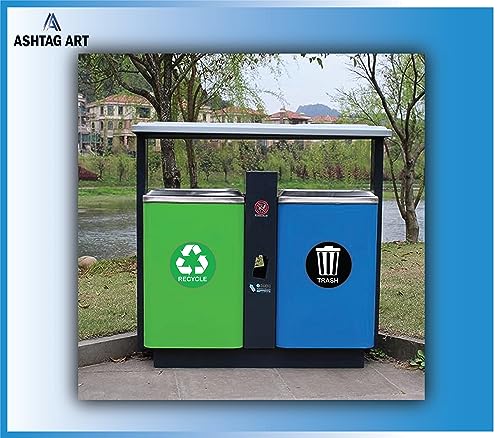 Ashtag Art Organize Trash and Recycling bin by Using Our Durable Trash Recycle Stickers .Each Measuring 5x5 inch Radius Designed to Simplify Your Garbage bin