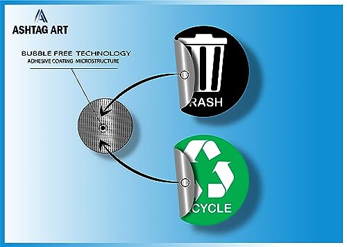 Ashtag Art Organize Trash and Recycling bin by Using Our Durable Trash Recycle Stickers .Each Measuring 5x5 inch Radius Designed to Simplify Your Garbage bin