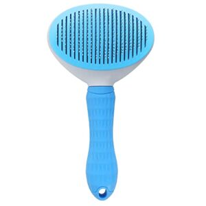 self-cleaning slicker brush comb - best pet cat dog grooming long short hair - shedding loose undercoat tangled haired removes tool - blue