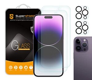 supershieldz (2 pack) anti glare (matte) tempered glass screen protector designed for iphone 14 pro max (6.7 inch) + camera lens, anti fingerprint, anti scratch, bubble free