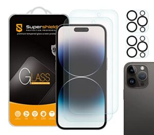 supershieldz (2 pack) anti glare (matte) tempered glass screen protector designed for iphone 14 pro (6.1 inch) + camera lens, anti fingerprint, anti scratch, bubble free