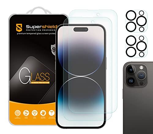 Supershieldz (2 Pack) Anti Glare (Matte) Tempered Glass Screen Protector Designed for iPhone 14 Pro (6.1 inch) + Camera Lens, Anti Fingerprint, Anti Scratch, Bubble Free