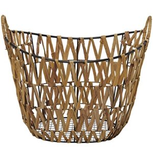 the novogratz metal storage basket with handles, 20" x 15" x 16", brown