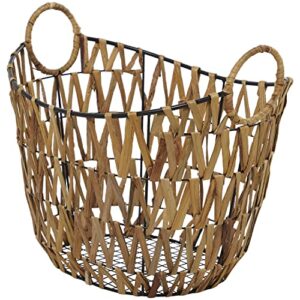 The Novogratz Metal Storage Basket with Handles, 20" x 15" x 16", Brown
