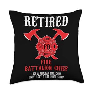retired firefighter fireman retirement retiree retired fire battalion chief fireman firewomen firefighting throw pillow, 18x18, multicolor