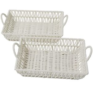 the novogratz cotton handmade woven storage basket with handles, set of 2 19", 18"w, white