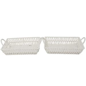 The Novogratz Cotton Handmade Woven Storage Basket with Handles, Set of 2 19", 18"W, White