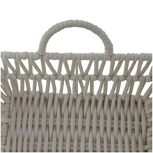 The Novogratz Cotton Handmade Woven Storage Basket with Handles, Set of 2 19", 18"W, White