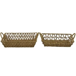 the novogratz metal handmade storage basket with handles, set of 2 19", 17"w, brown