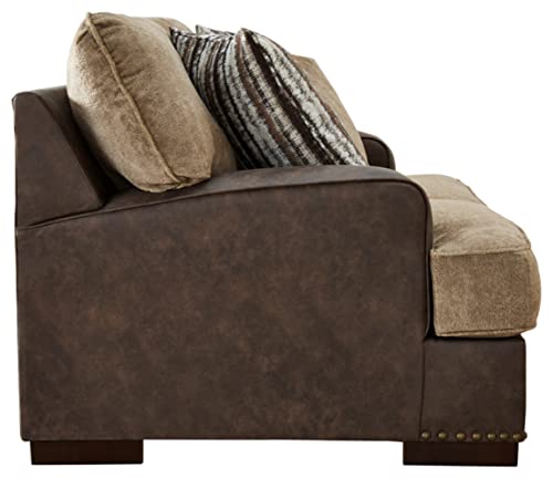 Signature Design by Ashley Alesbury Casual Faux Leather Loveseat, Dark Brown & Light Brown