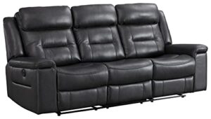 signature design by ashley mcadoo contemporary faux leather tufted reclining power sofa, black