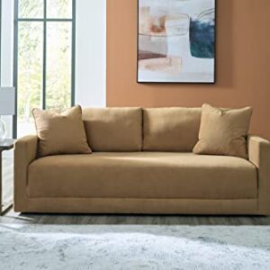 Signature Design by Ashley Lainee Modern Sofa with Throw Pillows, Light Brown