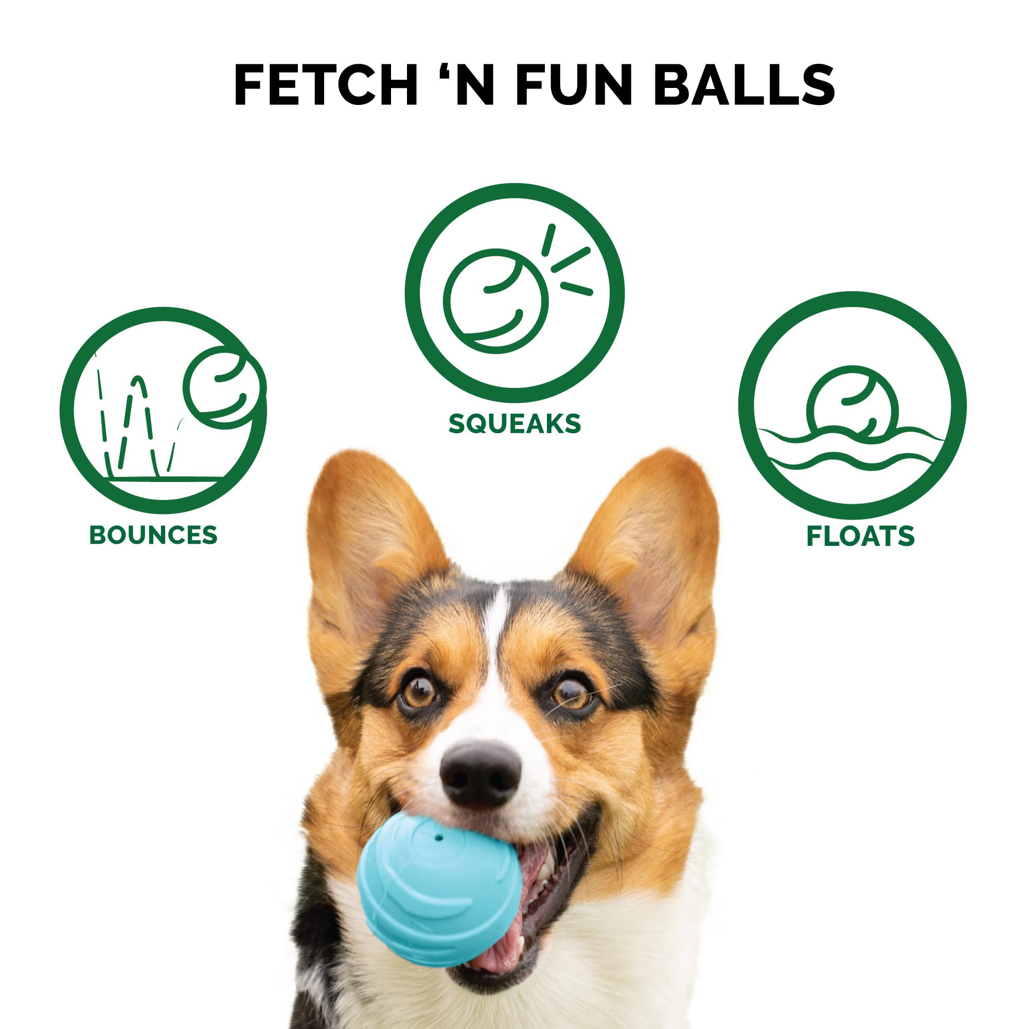 Furhaven 3-Pack 2.5" Squeaky Ball Dog Toys for Small/Medium Dogs, Fits Most Standard Launchers - Fetch 'N Fun TPR Squeaky Ball Toy Set - Sea Pack, Set of 3