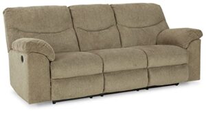 signature design by ashley alphons transitional tufted reclining sofa, light brown