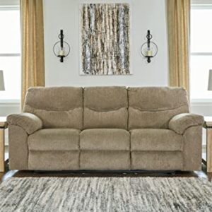 Signature Design by Ashley Alphons Transitional Tufted Reclining Sofa, Light Brown