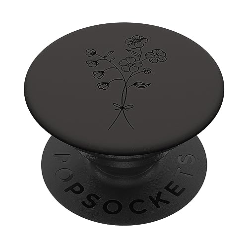 Black Gray Floral Flower Wildflower PopSockets Standard PopGrip