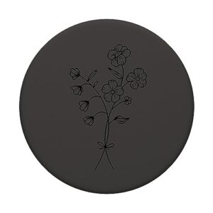 Black Gray Floral Flower Wildflower PopSockets Standard PopGrip