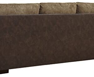 Signature Design by Ashley Alesbury Casual Faux Leather Sofa, Dark Brown & Light Brown