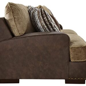 Signature Design by Ashley Alesbury Casual Faux Leather Sofa, Dark Brown & Light Brown