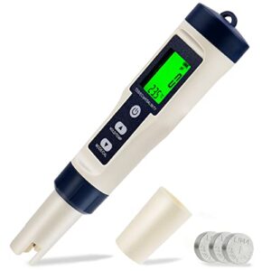 chaoos digital salinity tester, 5 in 1 tds/ph/ec/temp&salinity tester waterproof lcd saltwater meter with atc large range 0-200ppt for seawater, aquariums, marine monitoring, and koi fish pond