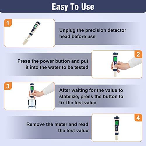 Chaoos Digital Salinity Tester, 5 in 1 TDS/PH/EC/Temp&Salinity Tester Waterproof LCD Saltwater Meter with ATC Large Range 0-200ppt for Seawater, Aquariums, Marine Monitoring, and Koi Fish Pond