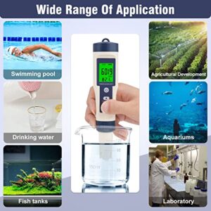 Chaoos Digital Salinity Tester, 5 in 1 TDS/PH/EC/Temp&Salinity Tester Waterproof LCD Saltwater Meter with ATC Large Range 0-200ppt for Seawater, Aquariums, Marine Monitoring, and Koi Fish Pond