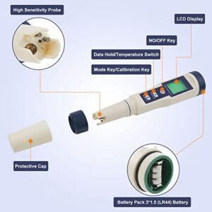 Chaoos Digital Salinity Tester, 5 in 1 TDS/PH/EC/Temp&Salinity Tester Waterproof LCD Saltwater Meter with ATC Large Range 0-200ppt for Seawater, Aquariums, Marine Monitoring, and Koi Fish Pond