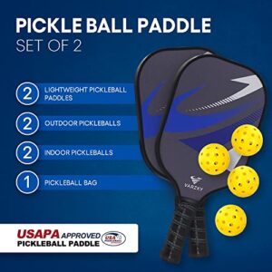 VARZKY Pickleball Paddles Set of 2 - USAPA Carbon Fiber Paddles with Advanced Polymer Honeycomb Core Technology - Lightweight Paddles with Anti-Slip Cushioned Grip - Beginners and Professional