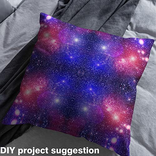 Sky Starry Upholstery Fabric, Purple Galaxy Fabric by The Yard, Outer Space Theme Outdoor Fabric, Universe Stars Nebula Decorative Fabric, DIY Art Waterproof Fabric for Quilting, Red Blue, 1 Yard