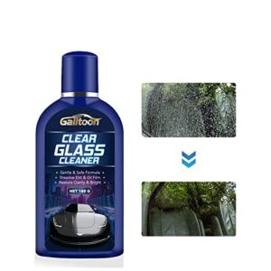 car glass oil film cleaner, clear car glass cleaner with sponge, glass cleaner for home and auto windows cleaning, water spot remover for glass surfaces, quickly and easily restore glass clarity(180g)
