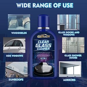 Car Glass Oil Film Cleaner, Clear Car Glass Cleaner with Sponge, Glass Cleaner for Home and Auto Windows Cleaning, Water Spot Remover for Glass Surfaces, Quickly and Easily Restore Glass Clarity(180g)