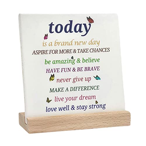 Urbcent Inspirational Desk Decoration for Women Encouragement Gifts for Women Friends Motivational Signs Desk Decorative 6"x6" Plaque Positive Cheer Up Birthday Gifts for Women