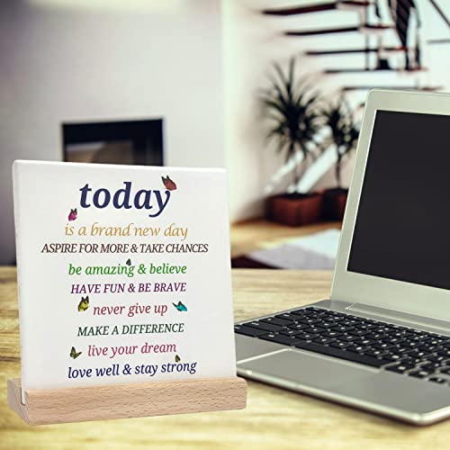 Urbcent Inspirational Desk Decoration for Women Encouragement Gifts for Women Friends Motivational Signs Desk Decorative 6"x6" Plaque Positive Cheer Up Birthday Gifts for Women