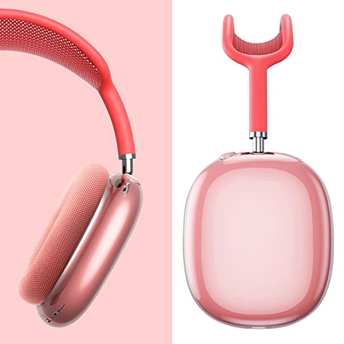 OOTSR Clear Case Cover for AirPods Max, Soft TPU Clear Anti-Scratch Protective Cover for AirPod Max,Transparent Accessories Skin Protector for Airpods Max Headphones（Pink）