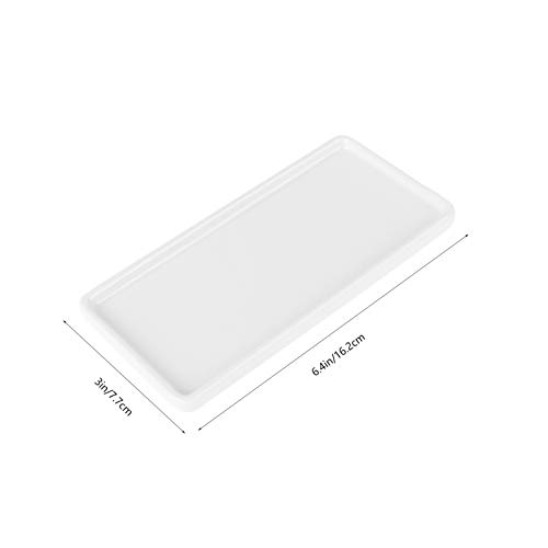 DOITOOL Ceramic Vanity Tray Small , 2 Pcs White Bathroom Tray Bathroom Storage Trays, Bathtub Tray Rectangular Cosmetics Holder for Tissues, Candles, Towel, Soap, Jewelry, Perfume (White)