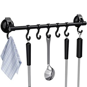 iromic suction cup hook rack bar rail hanger shower utensil hook hooks organizer for kitchen utensils and bathroom accessories .,black.