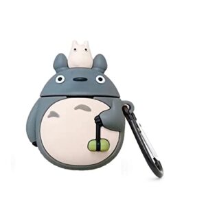 heenhdfd designed for airpod pro, airpod pro cartoon silicone earphone sleeve shockproof waterproof protective earphone , with cute anime keychain anti-lost . (pro grey cat)