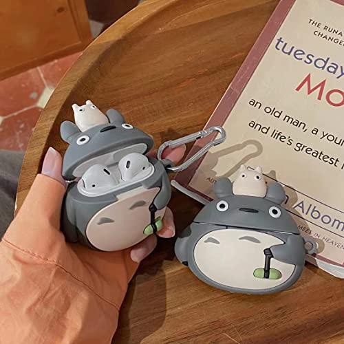 heenhdfd Designed for Airpod Pro, Airpod Pro Cartoon Silicone Earphone Sleeve Shockproof Waterproof Protective Earphone , with Cute Anime Keychain Anti-Lost . (Pro Grey cat)