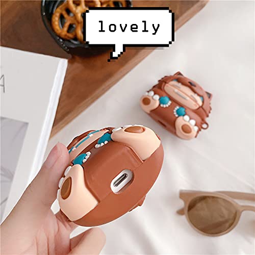 Husky-Cat Superhero Earphone Case Soft Rubber Silicone Wireless Charging Cover Protective Skin for AirPods Pro，Lovey Animal Character Surface Headphone Case (Bear)