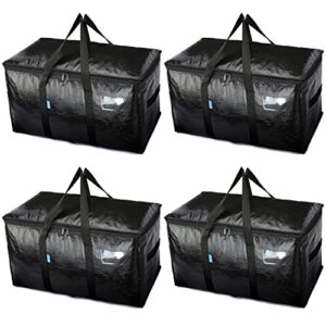 lyweem extra large moving bags for clothes packing box black heavy duty storage bag with backpack straps reinforced handles & zipper reusable oversized college dorm moing supplies totes for space saving set of 4