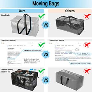 Lyweem Extra Large Moving Bags for Clothes Packing Box Black Heavy Duty Storage Bag with Backpack Straps Reinforced Handles & Zipper Reusable Oversized College Dorm Moing Supplies Totes for Space Saving Set of 4