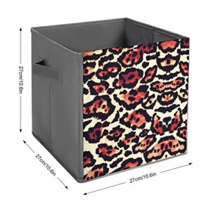 Cute Animal Print Storage Bin Foldable Cube Closet Organizer Square Baskets Box with Dual Handles