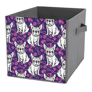 french bulldog storage bin foldable cube closet organizer square baskets box with dual handles