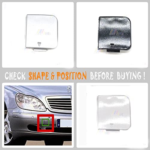 Front Tow Cover Fit 98-02 Mercedes Benz S Class W220 for S280 S320 S350 S400 S430 S500 S600 S55 S65 1998 1999 2000 2001 2002 bumper towing Hook Eye Cap 2208850323 (Silver)