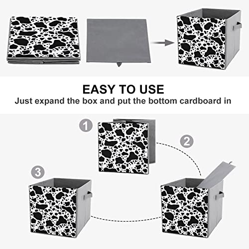 Cow Break Spot Storage Bin Foldable Cube Closet Organizer Square Baskets Box with Dual Handles